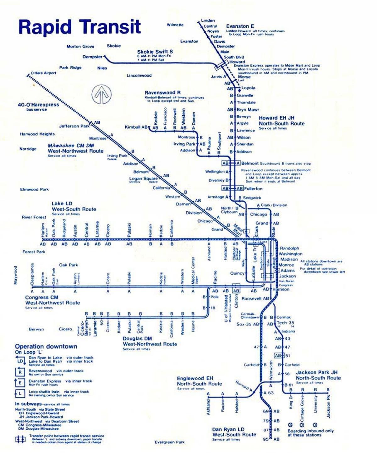 harta e blu linjë Çikago