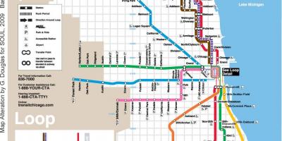 Chicago tren harta blu linjë