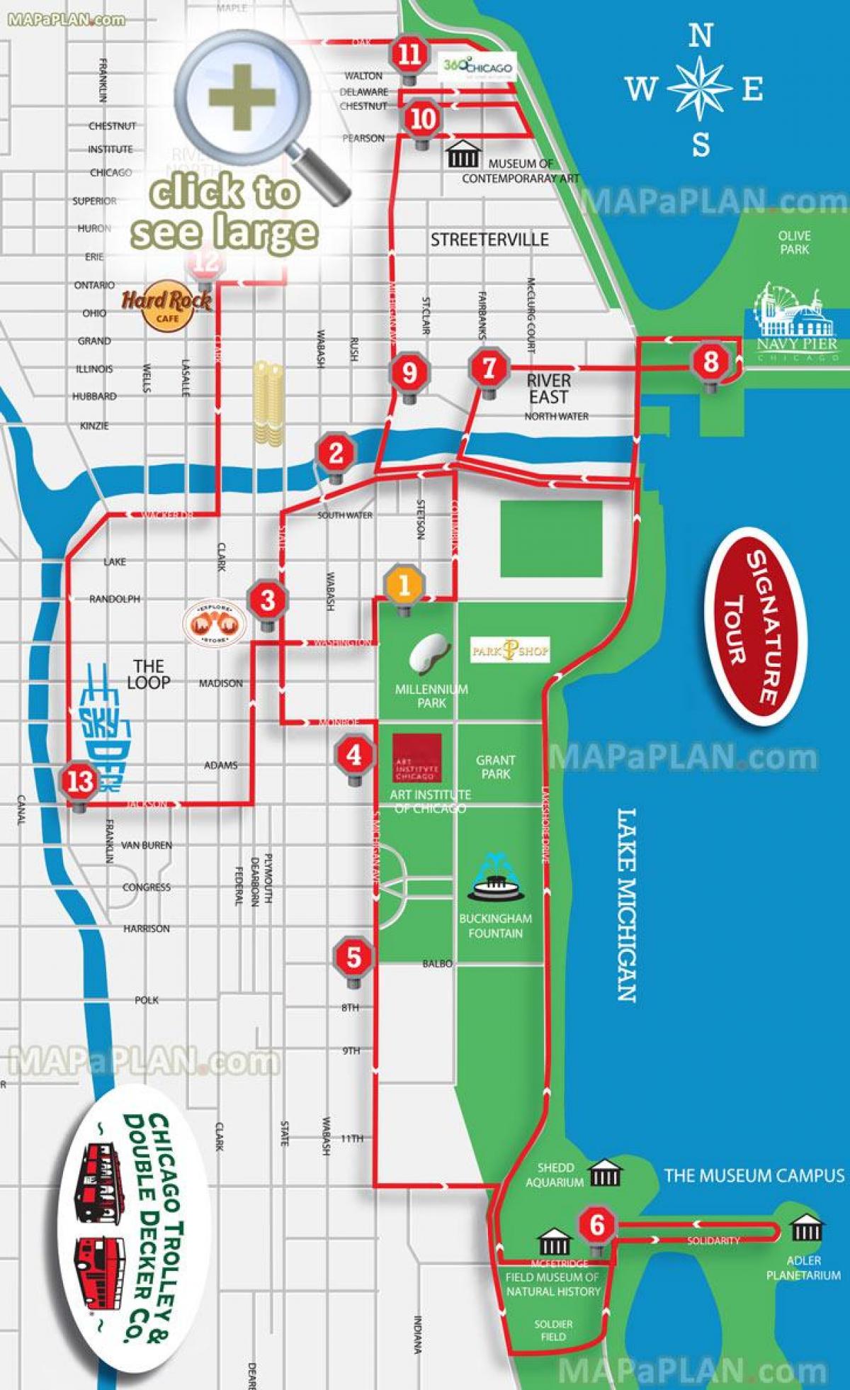 Chicago e madhe turne me autobus hartë