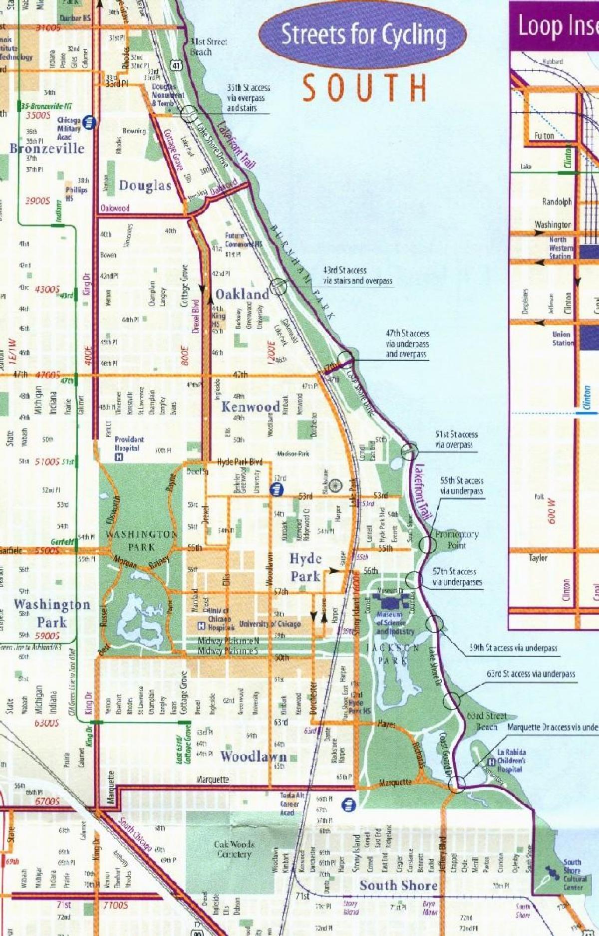 Chicago biçikletë lane hartë