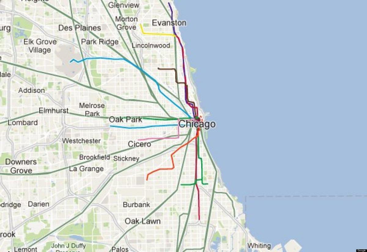 Chicago linja blu tren hartë
