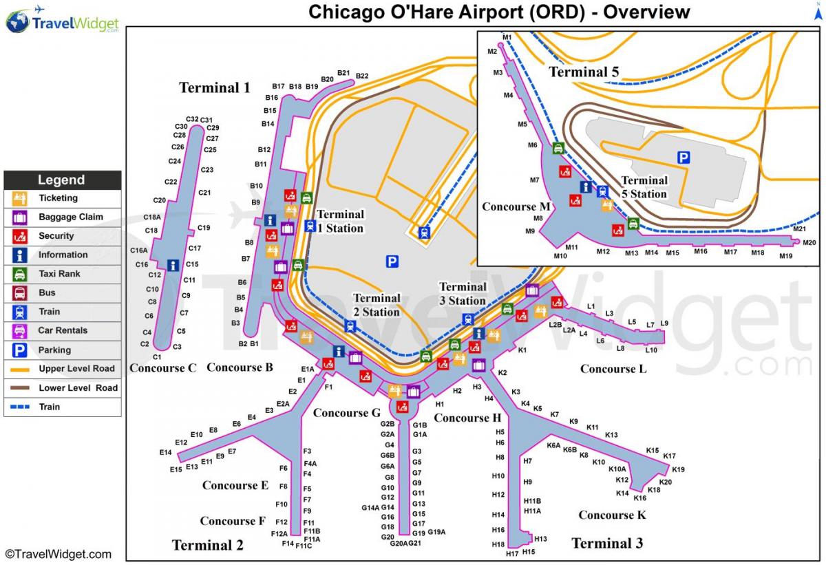 Chicago O Krejt aeroporti ndërkombëtar hartë
