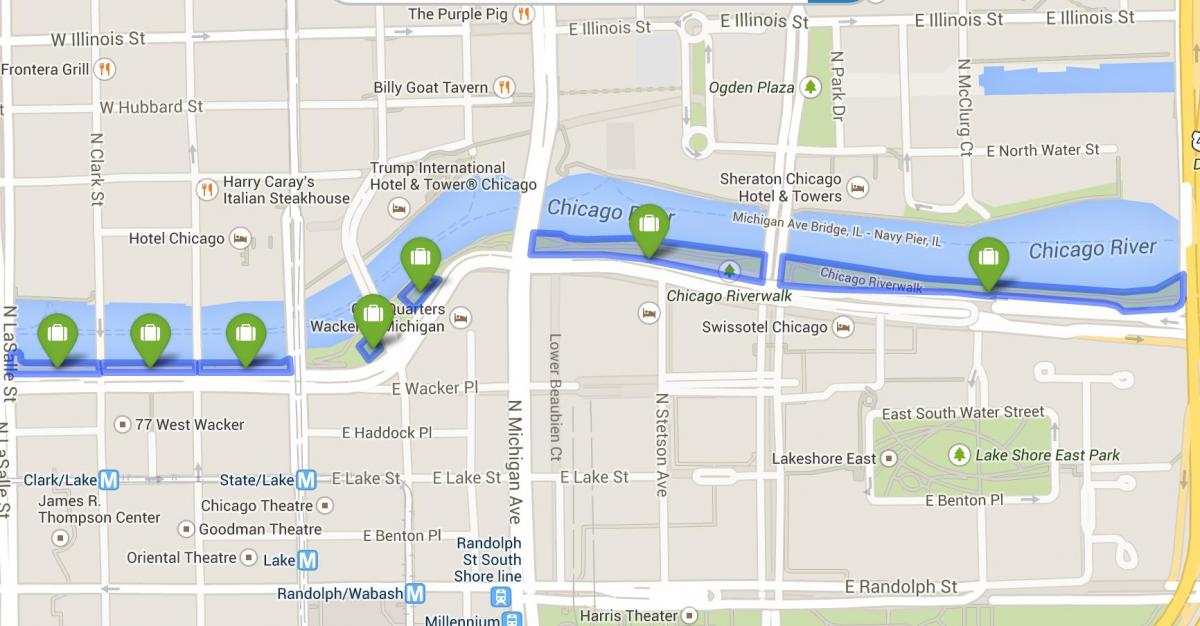 harta e riverwalk Çikago
