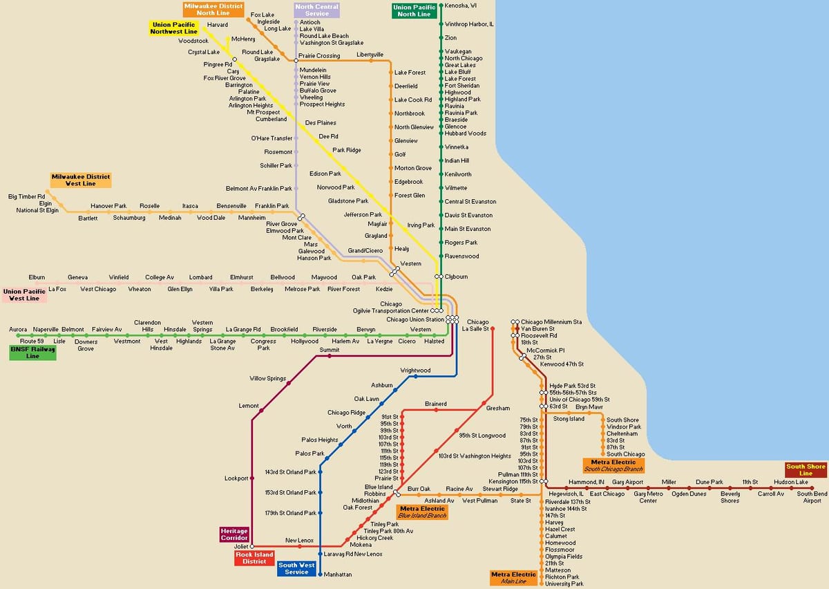 Chicago transportit publik hartë