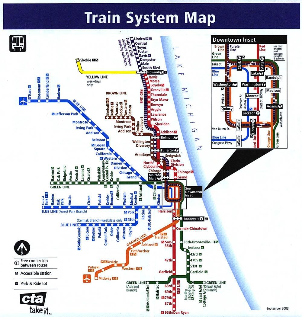 treni harta e Çikagos