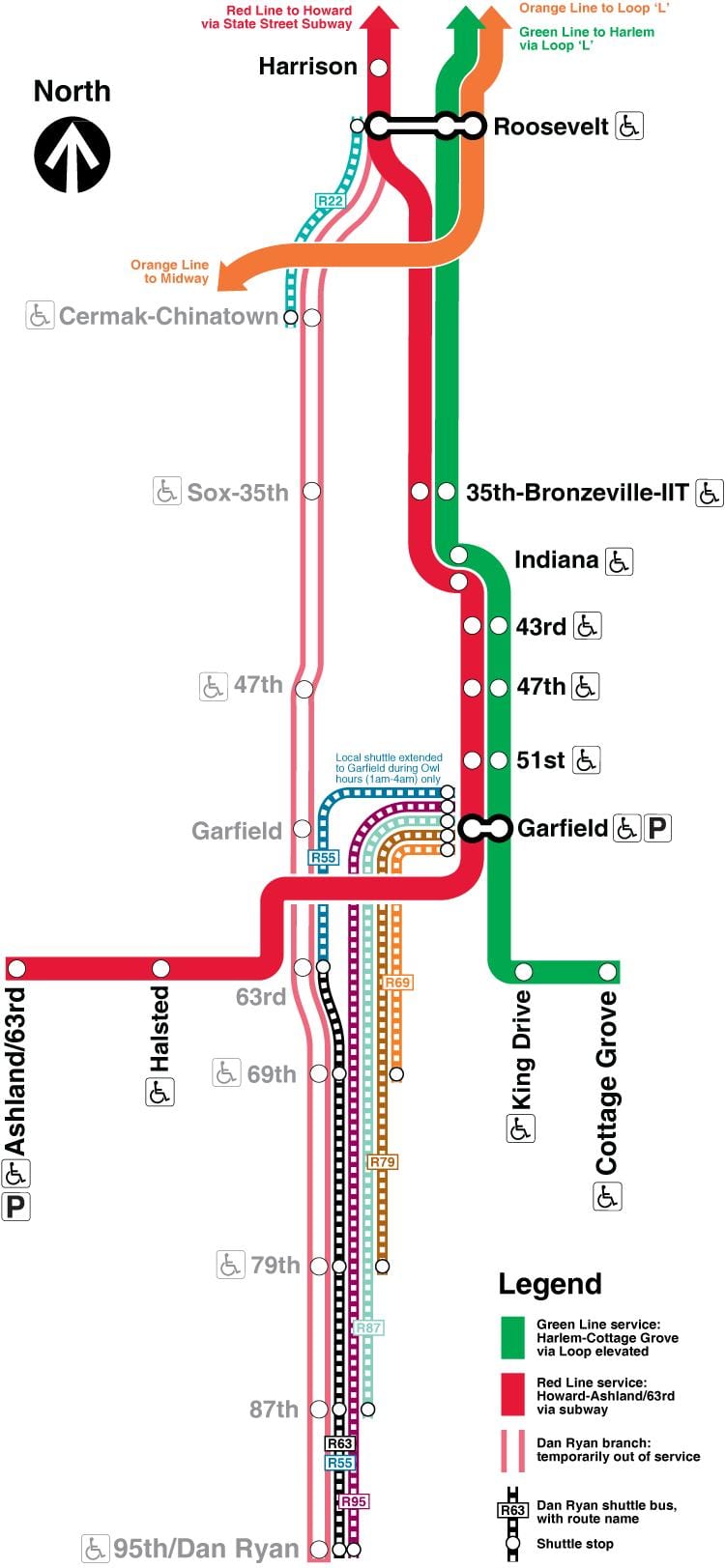 Chicago cta vijën e kuqe harta