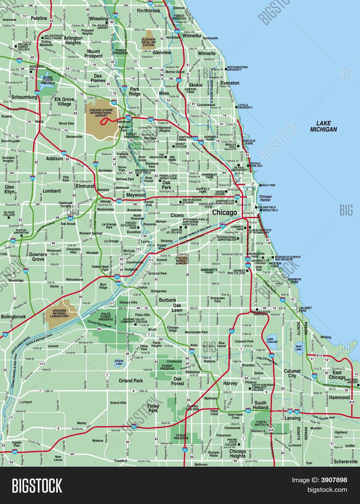 harta Chicago zonë