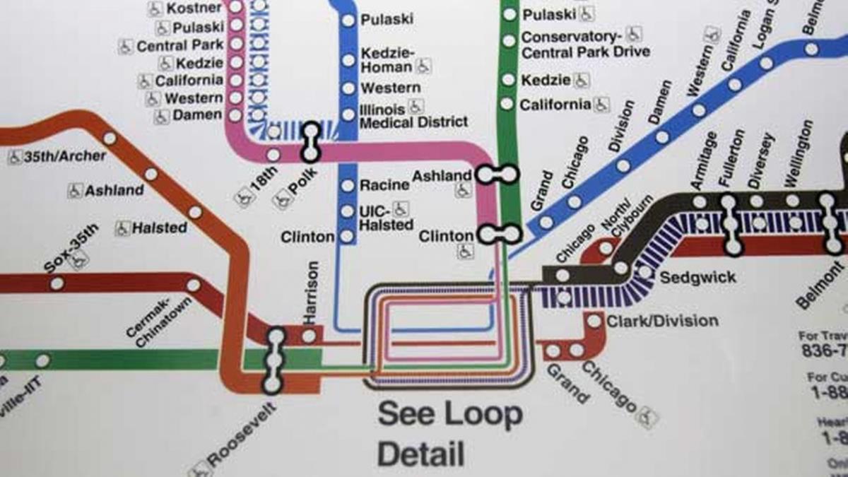 Chicago metro harta blu linjë