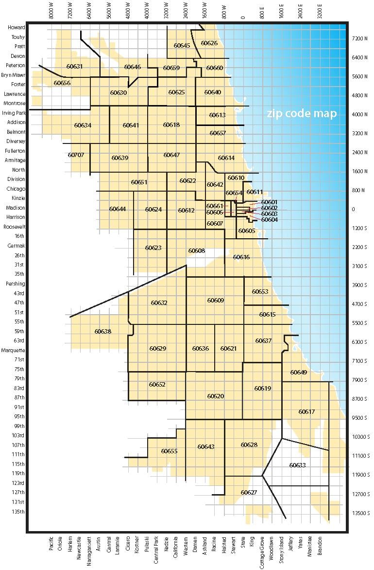 Chicago kodin e zonës hartë