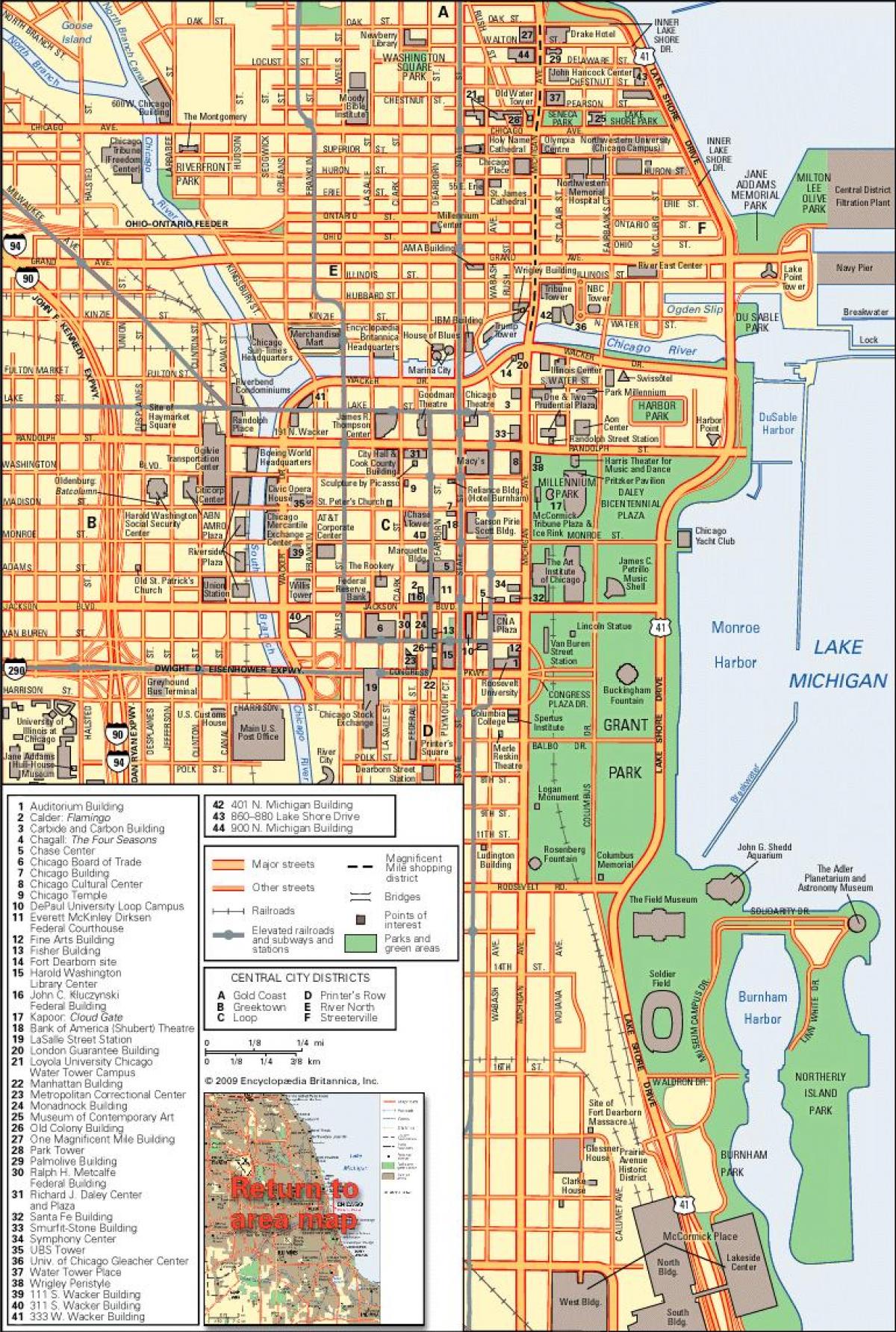 harta qendër të Çikagos