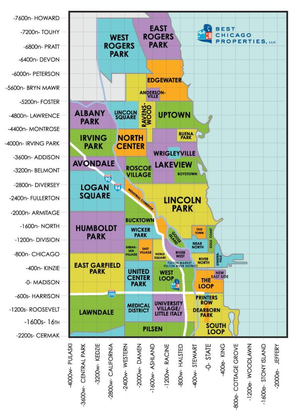 lagjet në Çikago hartë