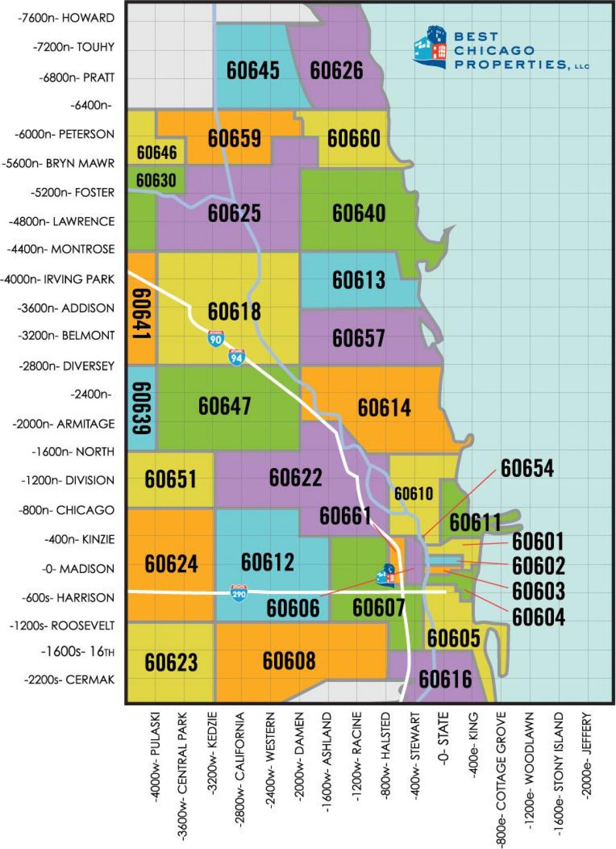 Chicago zonën kodi zip hartë