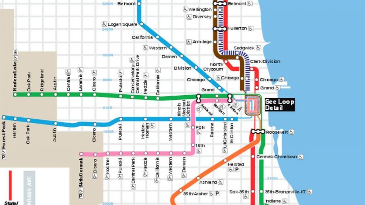 harta e Çikagos blu linjë