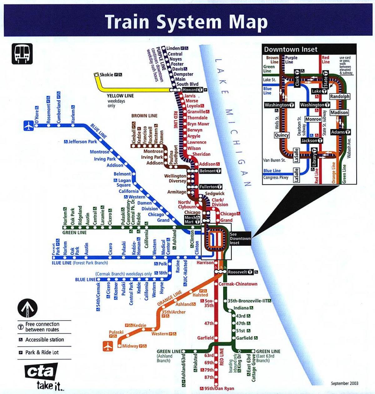 Chicago e trenit të sistemit hartë