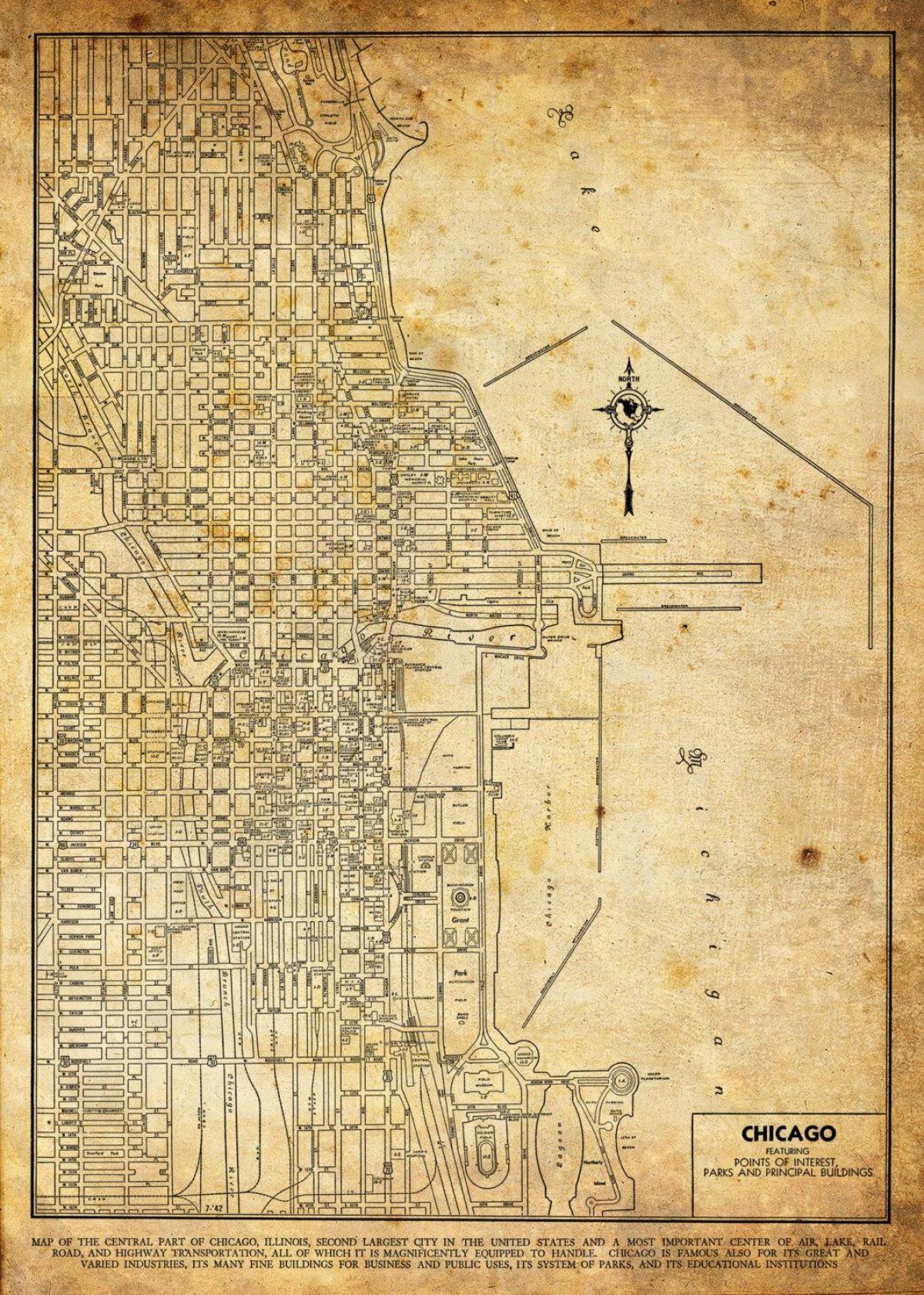 vintage harta e Çikagos