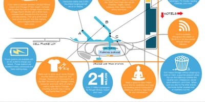 Harta e Çikagos në mes të rrugës aeroportin e zonës