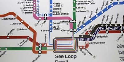 Chicago metro harta blu linjë