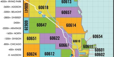Chicago zonën kodi zip hartë
