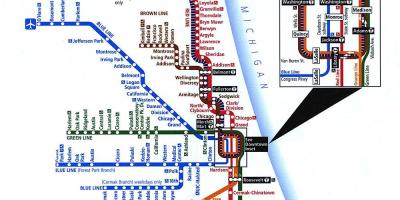 Chicago e trenit të sistemit hartë